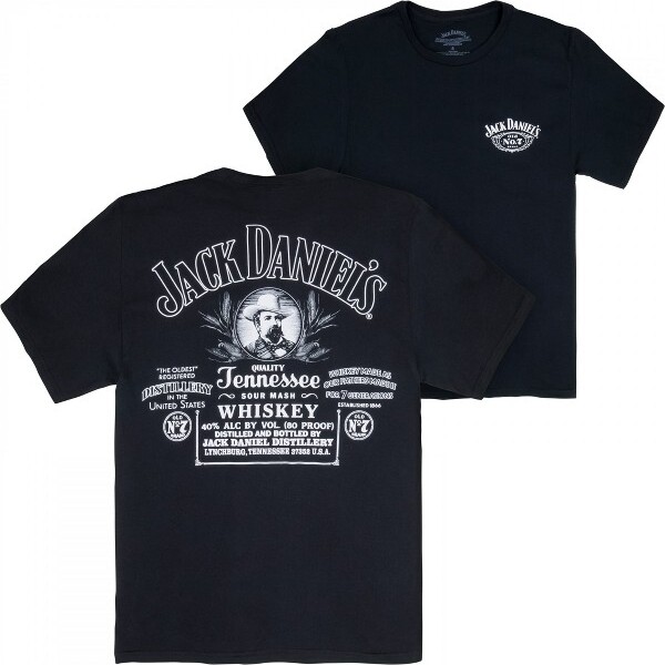 Jack Daniels MensJackDanielsVintageLabelFront&BackPrintT-Shirt-XLarge