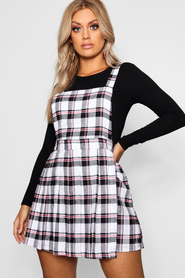 ladies check pinafore dress