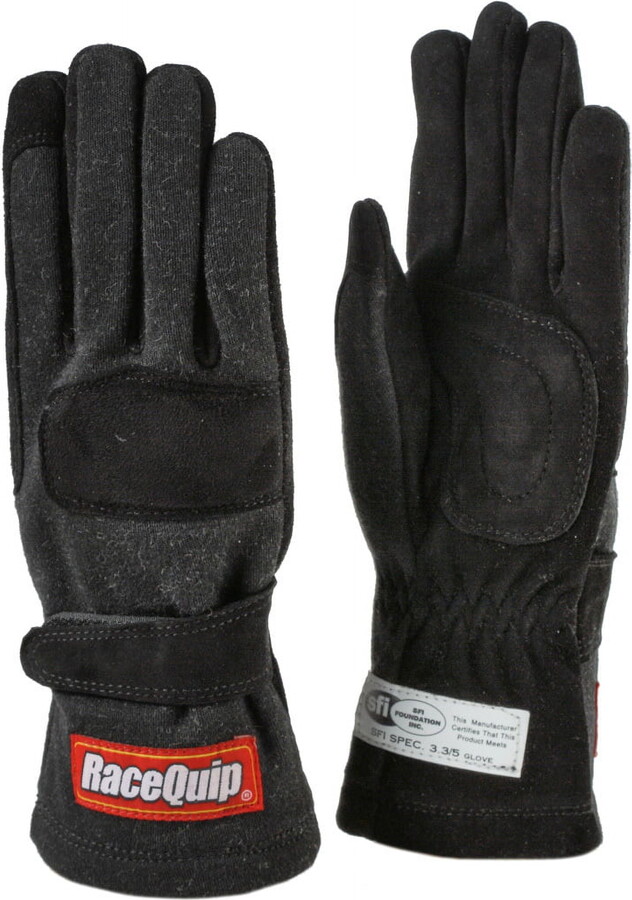 RaceQuip 3550095RQP 355 Series Driving Gloves SFI 3.3/5 Black/Black Youth Large