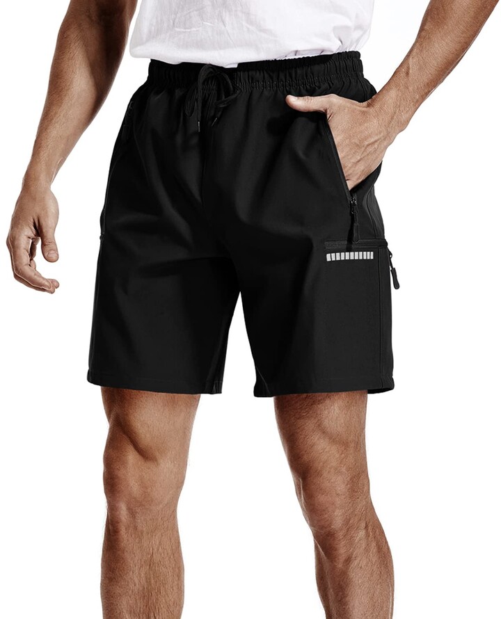 RUFIYO Mens Running Athletic Shorts Basketball Shorts with Zipper Pocket and Drawstring