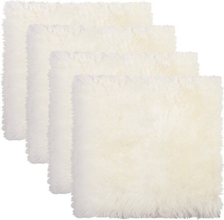 Natural Group Pack Of 4 New Zealand Sheepskin Chair Seat Pad