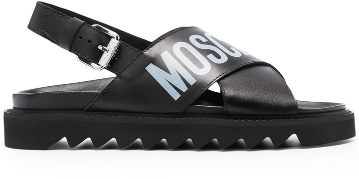moschino logo print sandals