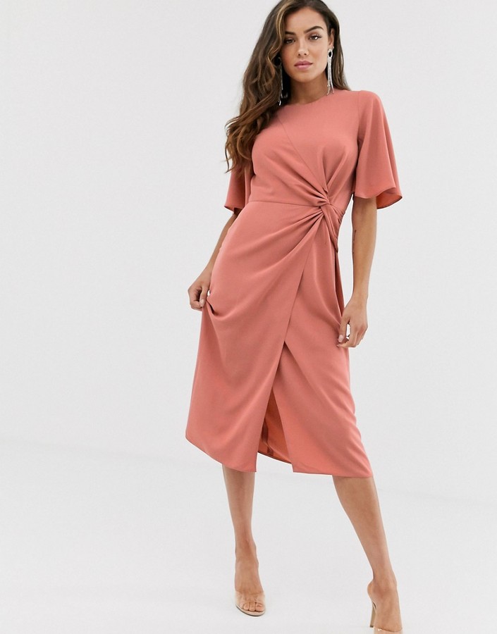 asos design delicate embellished angel sleeve maxi dress
