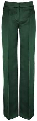 Peter Pilotto Dark Green Wide-leg Satin Trousers