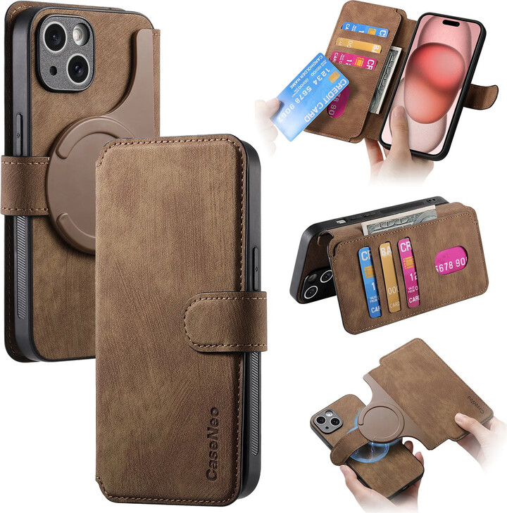 szHAIyu 2 in 1 Detachable Card Solt Wallet For Magsafe Magnetic Phone Case For iPhone 16 15 Pro Max 14 Plus 13 12 11 XS XR Leather Cover