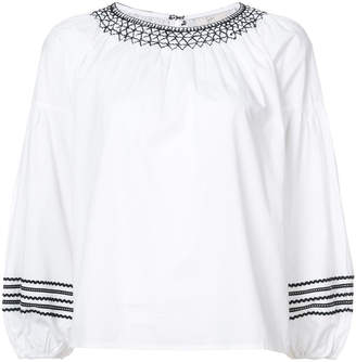 Joie embroidered puff sleeve blouse