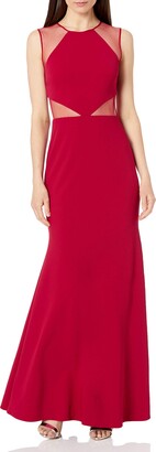 JS Collections Women's Ottoman Gown with Illusion Mesh Cut Outs