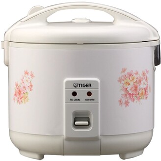 Floral White Uncooked Tiger JNP-1000-FL 5-Cup Rice Cooker and Warmer 