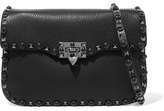 Thumbnail for your product : Valentino Garavani The Rockstud Rolling Textured-leather Shoulder Bag - Black