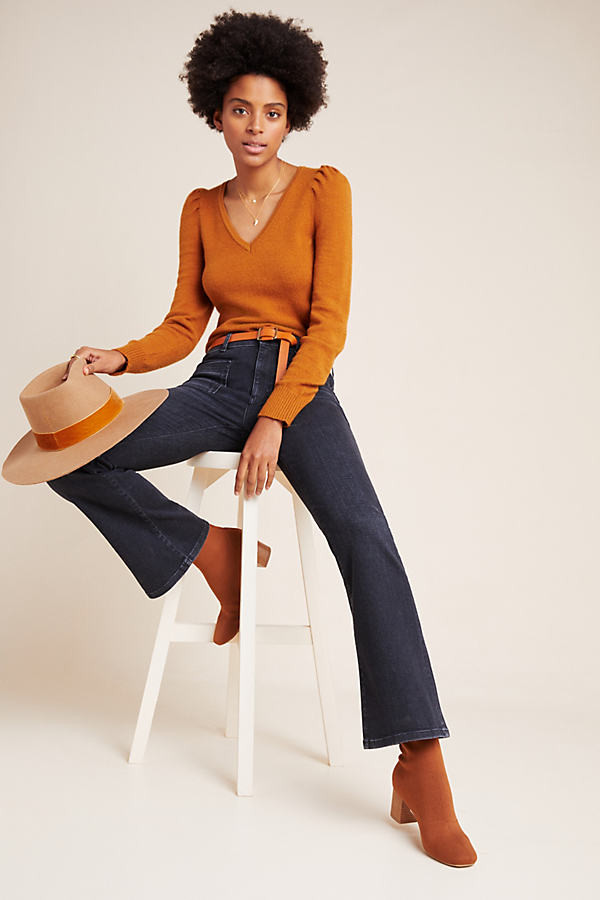 high rise skinny bootcut jeans