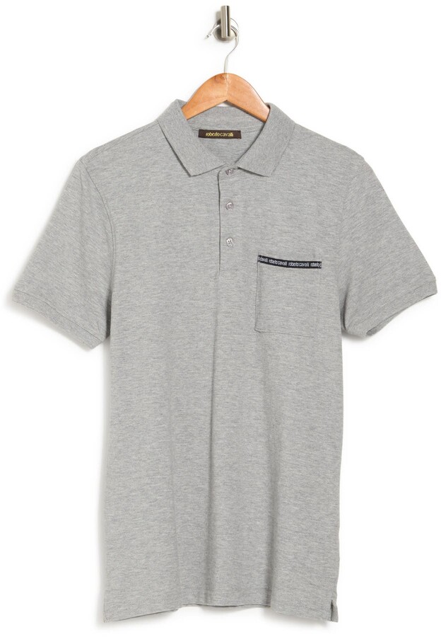 ROBERTO CAVALLI Authentic Chest Pocket Logo Contrast Trim Polo T-Shirt New $325