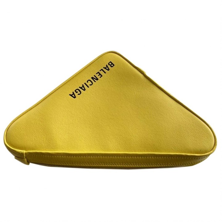 balenciaga yellow triangle clutch
