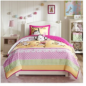Mizone Kids Monkey Business 3 Piece Comforter Set, Pink, Twin