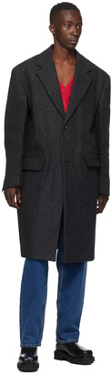 we11done Grey Felted Wool Long Coat