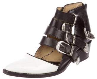 Toga Pulla Leather Buckle-Accented Booties