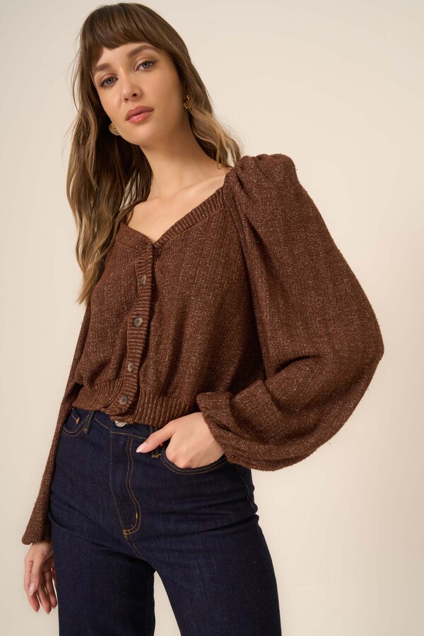 Project Social T Piece Of My Heart Textured Button Front Cardi