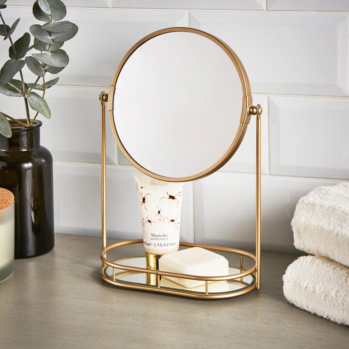 Dunelm Modern Luxe Free Standing Dressing Table Mirror Brushed Bronze