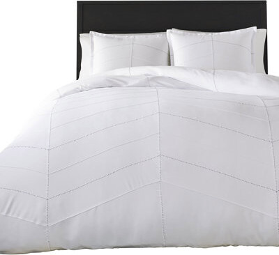 City Scene Courtney White Microfiber Reversible 3 Piece Duvet Cover Set