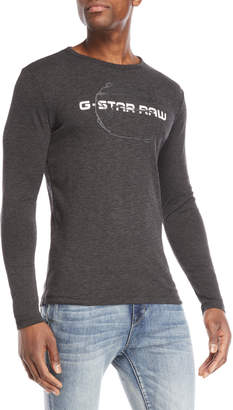 G Star Raw Logo Slub Knit Long Sleeve Tee