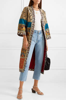 Alice + Olivia Alice Olivia - Lynn Leopard-print Cotton-trimmed Jacquard Kimono - Gold