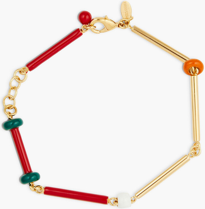 Beaded gold-tone and enamel bracelet