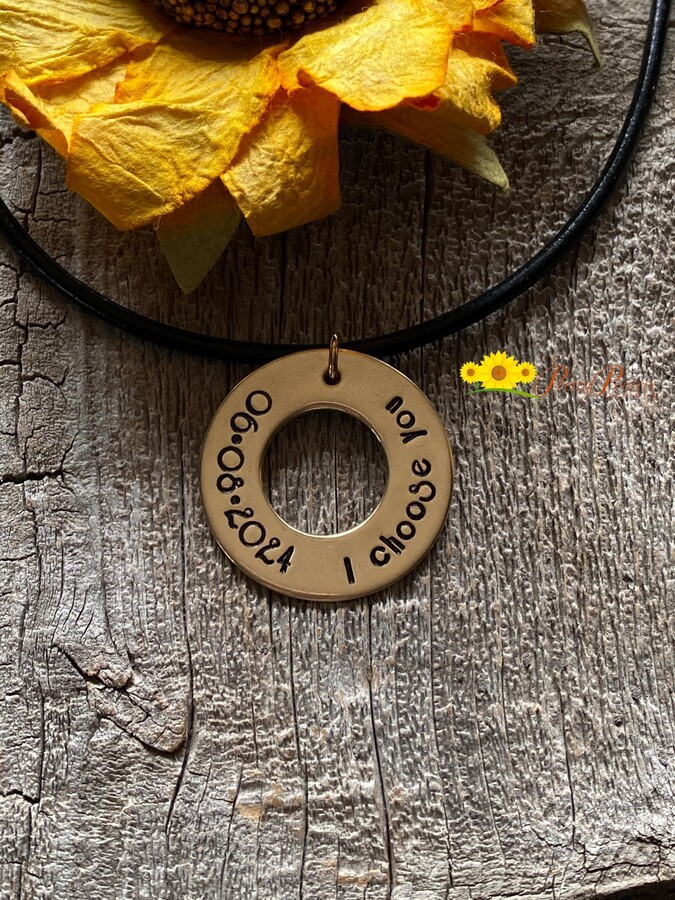 I Choose You Washer Necklace, Anniversary Jewelry, Engagement Gift, Wedding Present, Husband, Boyfriend, Girlfriend Promise Necklace