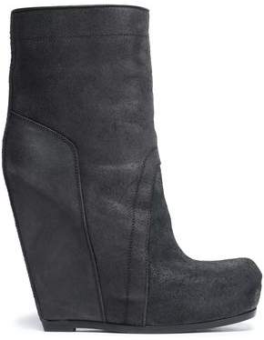 Rick Owens Suede Wedge Ankle Boots