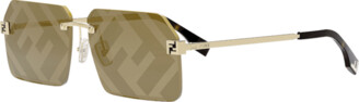 Fendi FF Logo Square Metal Sunglasses