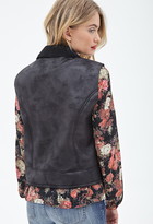Thumbnail for your product : LOVE21 LOVE 21 Faux Leather & Faux Shearling Moto Vest