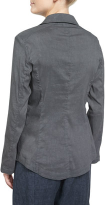 Eileen Fisher Notch-Collar Two-Button Linen-Stretch Jacket