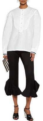 J.W.Anderson Oversized Pintucked Cotton-Paneled Linen Top