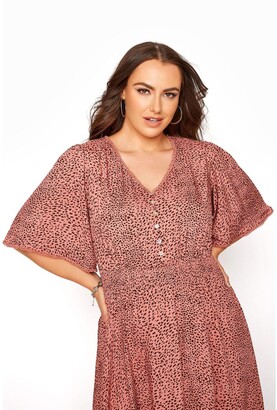 Yours Yours High Low Animal Print Hem Dress - Pink
