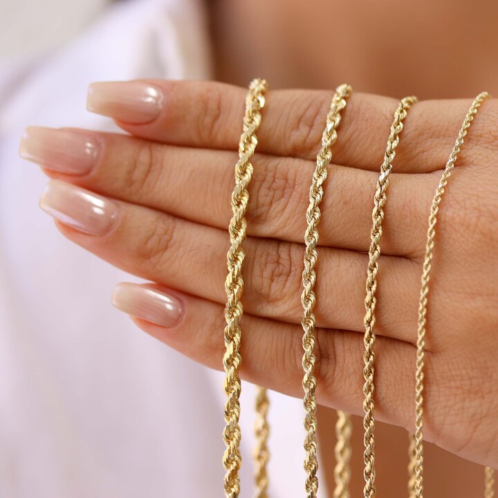 Etsy 14K Gold Necklace Rope Chain Solid Real Necklace