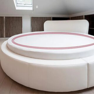 PushpLinen 400TC Triple Embroidery Sateen Solid Cotton Round 4 Piece Sheet Set Fitted Sheet Fits Upto 16\