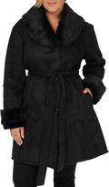 Thumbnail for your product : JCPenney Excelled Leather Excelled Faux-Shearling Belted Coat