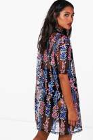 Thumbnail for your product : boohoo Holly Embroidered Mesh T-Shirt Dress