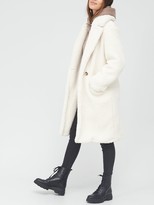 Thumbnail for your product : Very Longline Double Breasted Teddy Coat Ivory