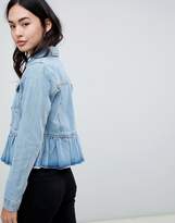 Thumbnail for your product : Brave Soul Kennedy Denim Jacket with Frill Hem