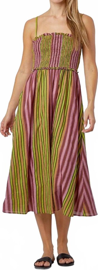 Livro Smocked Midi Dress In Allegra Stripe