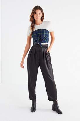 BDG Tie-Front Flannel Tube Top