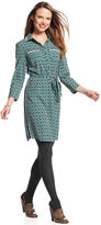 Thumbnail for your product : Tommy Hilfiger Dress, Long-Sleeve Printed Belted Shirtdress
