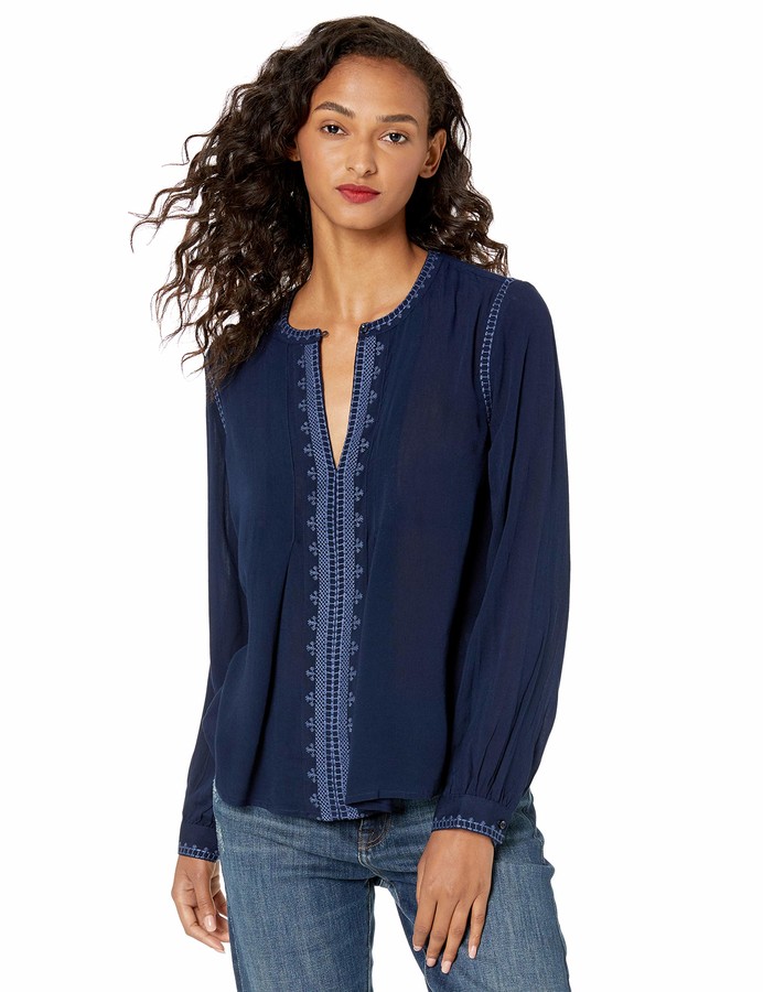 lucky brand women's embroidered top