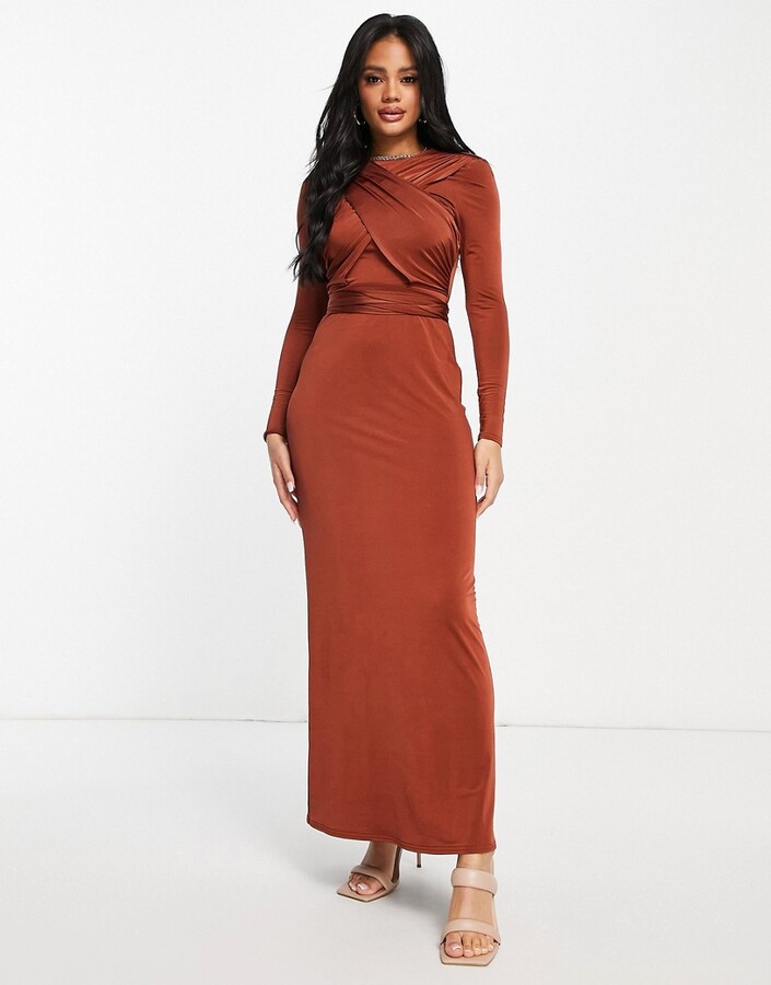 Rust dress with sleeves