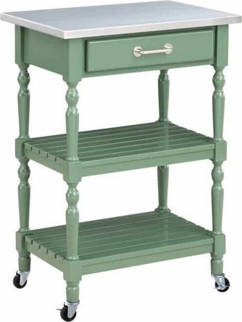 Irvin 33 Inch Kitchen Cart with Drawer and Shelves, Locking Wheels ...