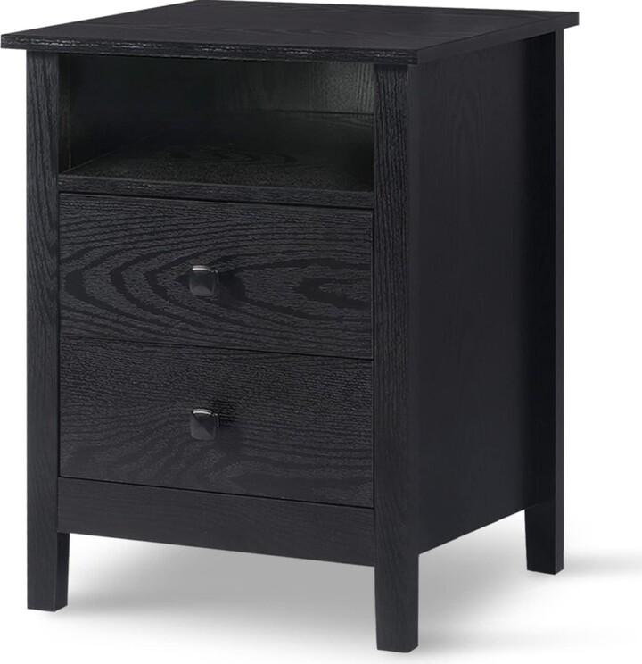 EPOWP 2Drawer Wood Nightstand Bedroom Tall Night Stand Bedside Table