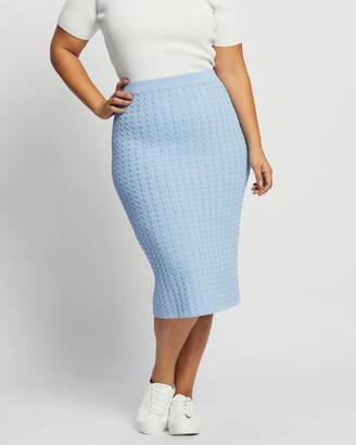 Atmos & Here Atmos&Here Curvy - Women's Blue Pencil skirts - Peta Cable Knit Skirt - Size 22 at The Iconic