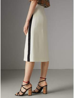 Burberry Stripe Wool Silk A-line Skirt