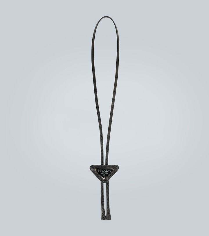 Prada Saffiano triangle necklace with logo - ShopStyle