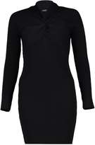 Thumbnail for your product : boohoo Rib Knitted Bodycon Twist Neck Dress