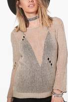 Thumbnail for your product : boohoo Petite Kelly Oversized Distressed Jumper